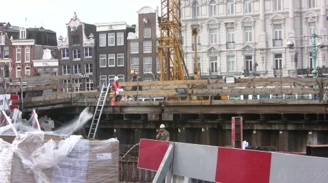 Metro construction in Amsterdam  Stock Footage 108307