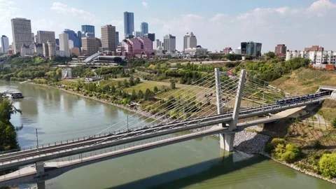 Metro crosses the river Stock Footage 315813458