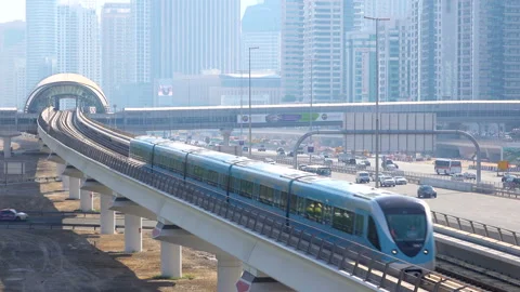 Metro departs from the station Stock Footage 86940853