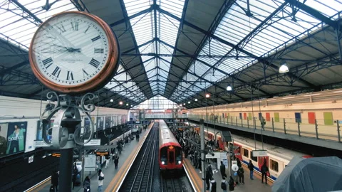 Metro enters the station Stock Footage 231754696