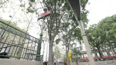 Metro exit in Paris Stock Footage 12566319