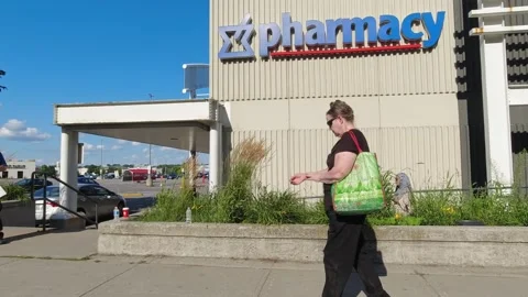 Metro front-line grocery store workers at strike outside their grocery stor.. Vidéo 247100327