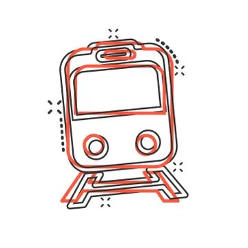 Metro icon in comic style. Train subway cartoon vector illustration on white  Stock Illustration