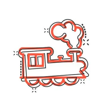 Metro icon in comic style. Train subway cartoon vector illustration on white  Stock Illustration