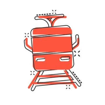 Metro icon in comic style. Train subway cartoon vector illustration on white  Stock Illustration