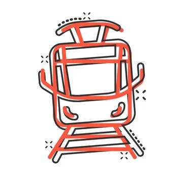 Metro icon in comic style. Train subway cartoon vector illustration on white  Stock Illustration