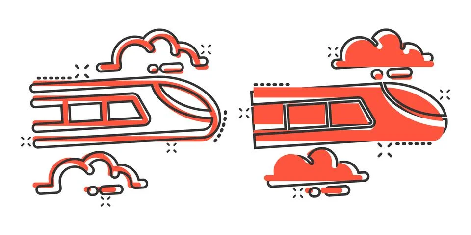 Metro icon in comic style. Train subway cartoon vector illustration on white  Stock Illustration