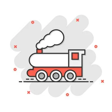 Metro icon in comic style. Train subway cartoon vector illustration on white  Stock Illustration