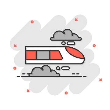 Metro icon in comic style. Train subway cartoon vector illustration on white  Stock Illustration