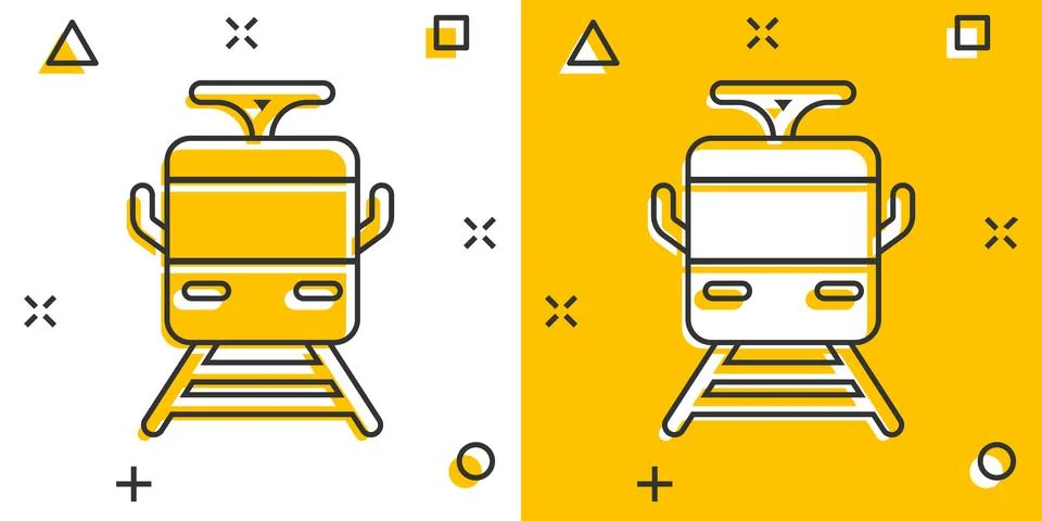 Metro icon in comic style. Train subway cartoon vector illustration on white  Stock Illustration
