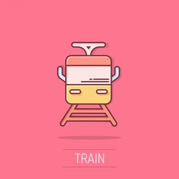Metro icon in comic style. Train subway cartoon vector illustration on isol.. Stock Illustration