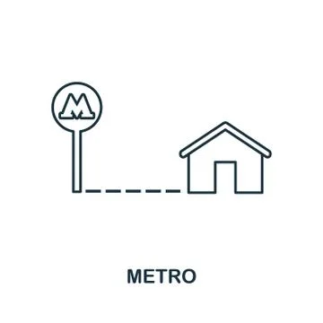 Metro icon. Simple element illustration. Metro outline icon design from real Illustrazione stock