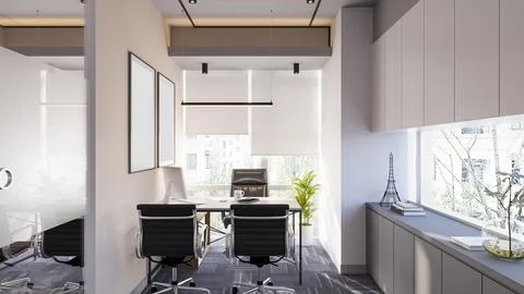 Metro Life Connectivity Designing Tech-Integrated Office Interiors Stock Illustration