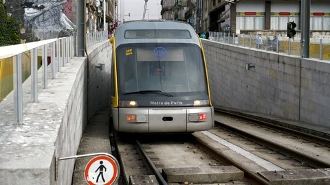 The Metro light rail subway system, Porto, Portugal Stock Footage 90043307