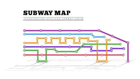 Metro map in the form of a train Metro map in the form of a train. Vector ... Stock Photos