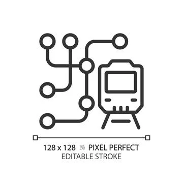 Metro map pixel perfect linear icon Stock Illustration