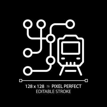 Metro map pixel perfect white linear icon for dark theme Stock Illustration