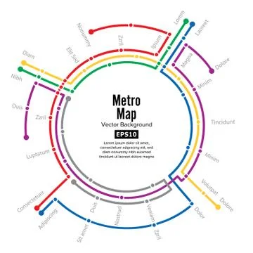 Metro Map Vector. Plan Map Station Metro And Underground Railway Metro Scheme Ilustração Stock