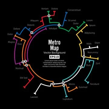Metro Map Vector. Template Of City Transportation Scheme For Underground Road Stock Illustration