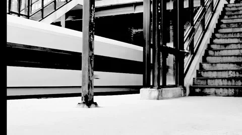 Metro North Train Black &amp; White Stock Footage 1439783