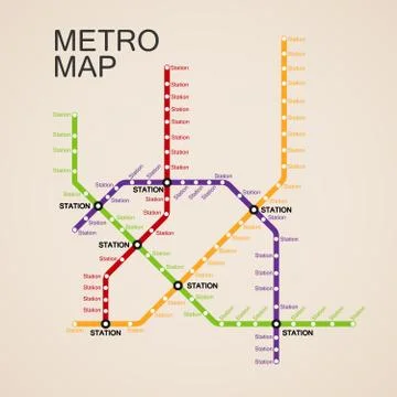 Metro or subway map design Stock Illustration
