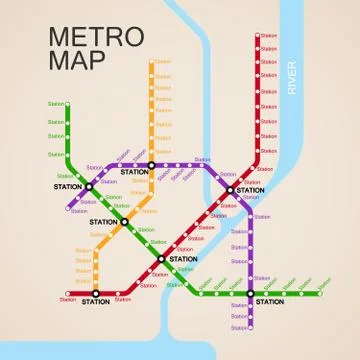 Metro or subway map design Illustrazione stock