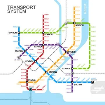 Metro or subway map design 스톡 일러스트