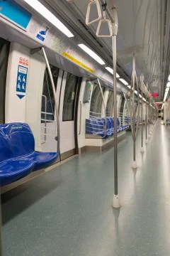 Metro or underground modern train inside Stock Photos