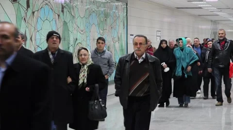 Metro - Passengers are going to the train station Stock Footage 61586346