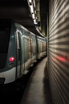 Metro at platform in Paris Stock Photos