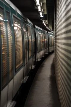Metro at platform in Paris Stock Photos