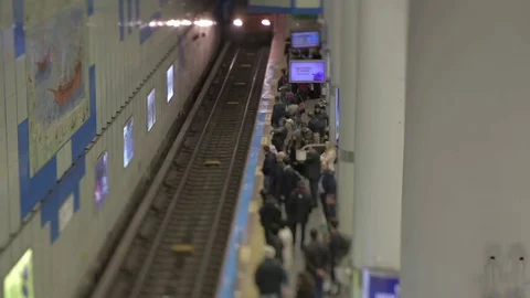 Metro Public Transport TiltShift Timelapse Stock Footage