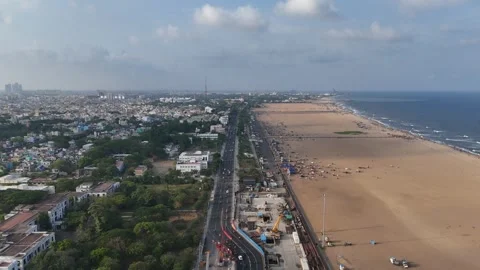 The metro rail project changing the face of Chennai’s connectivity near Marina Stock Footage 305140719