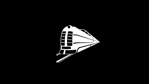 Metro rail shape icon white color animation on black background Stock Footage 279301945