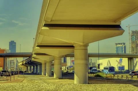 Metro rail structure in Dubai, UAE. Stock Photos