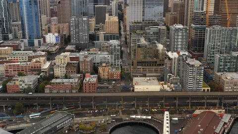 Metro Seattle aerial drone video Stock Footage