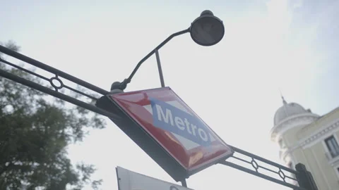 Metro Sign in Madrid Stock Footage 245237432