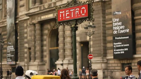 Metro sign in Paris Stock Footage 52540220