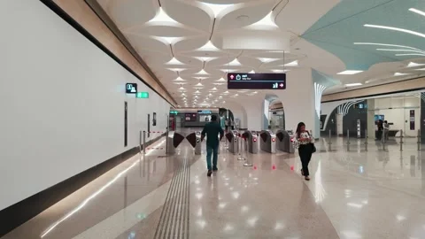 Metro station in Doha, Qatar Stock Footage 327588994