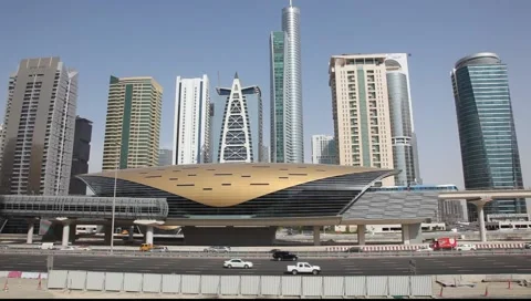 Metro station in Dubai, United Arab Emirates Stock Footage