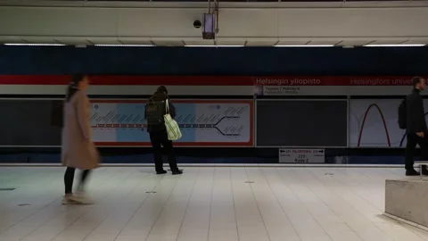 Metro station in Helsinki Stock Footage 217982856