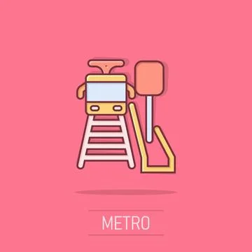Metro station icon in comic style. Train subway cartoon vector illustration.. Stock Illustration