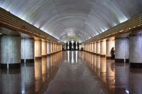 Metro station interior perspective Stock Photos
