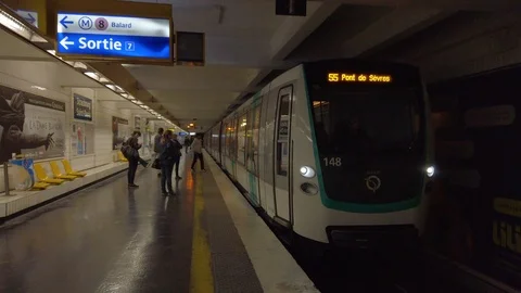 Metro station in Paris Stock Footage 114025945