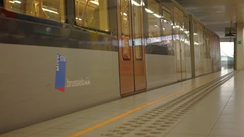 Metro station stop of Heysel in Brussels 4k Stock Footage 307658581