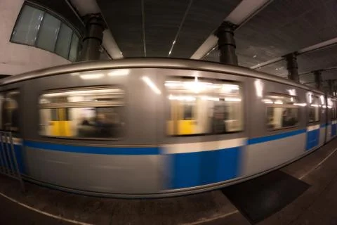 Metro station train motion Stock Photos