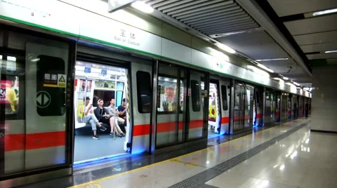 Metro station, train start Stock Footage 67408848