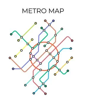 Metro stations and plan of subway with. Fictional metro map of underground Stock Illustration