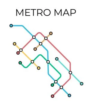 Metro stations and plan of subway with. Fictional metro map of underground Stock Illustration