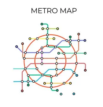 Metro stations and plan of subway with. Fictional metro map of underground Stock Illustration